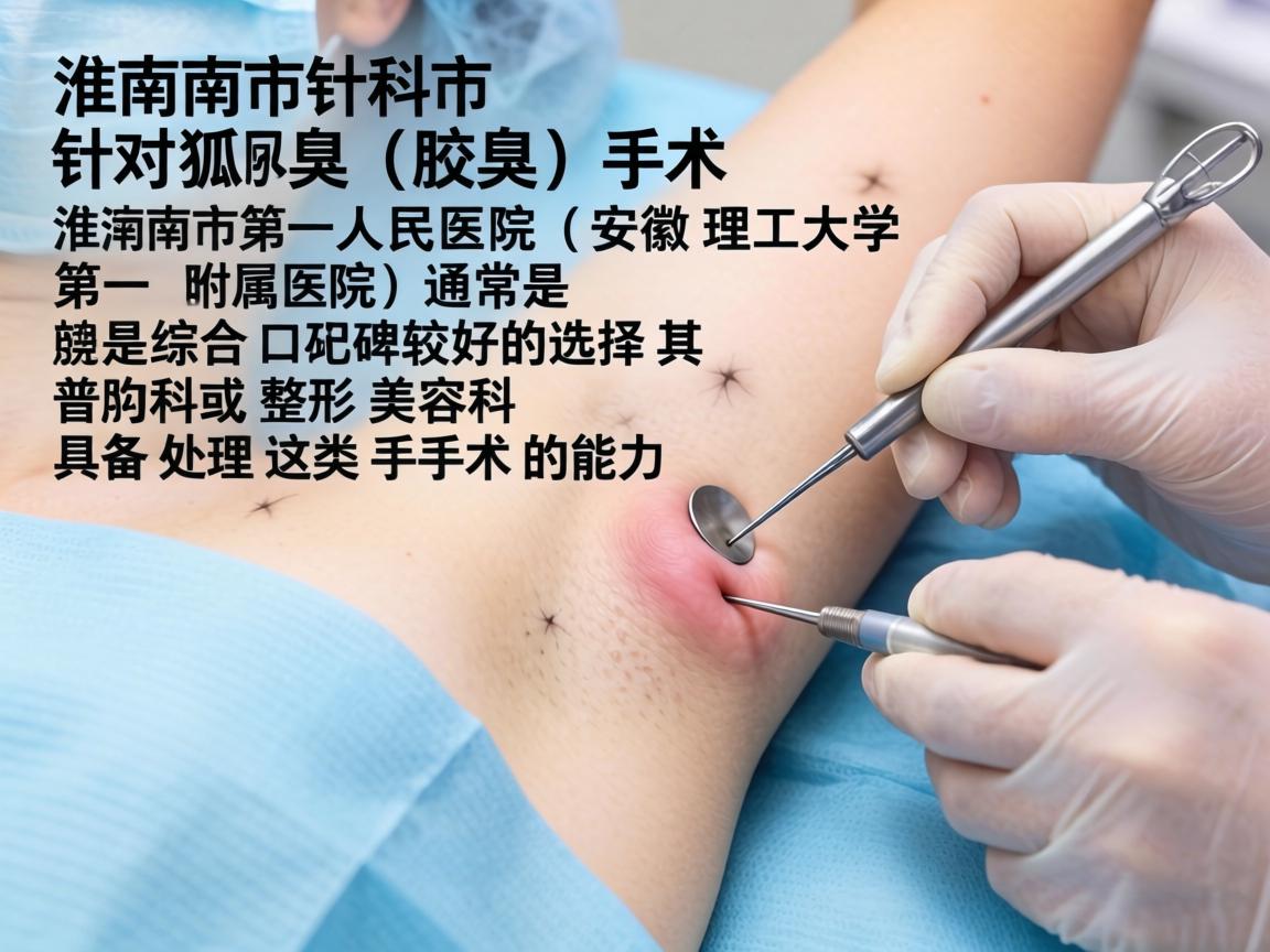 在淮南市，针对狐臭（腋臭）手术，淮南市第一人民医院（安徽理工大学第一附属医院）通常是综合口碑较好的选择，其普外科或整形美容科具备处理这类手术的能力