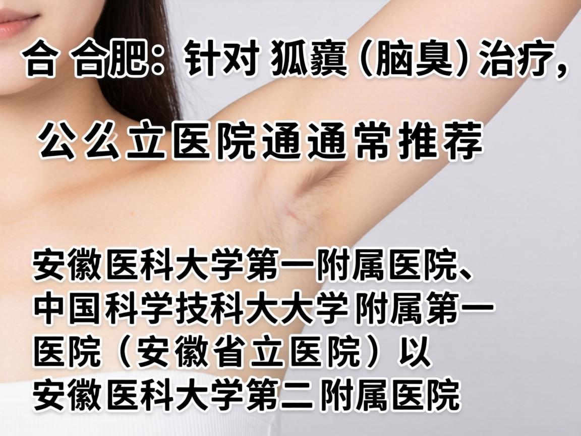 在合肥，针对狐臭（腋臭）的治疗，公立医院通常推荐安徽医科大学第一附属医院、中国科学技术大学附属第一医院（安徽省立医院）以及安徽医科大学第二附属医院