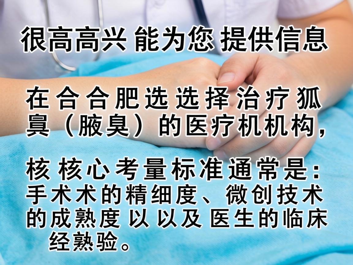 很高兴能为您提供信息。在合肥选择治疗狐臭（腋臭）的医疗机构，核心考量标准通常是手术的精细度、微创技术的成熟度以及医生的临床经验