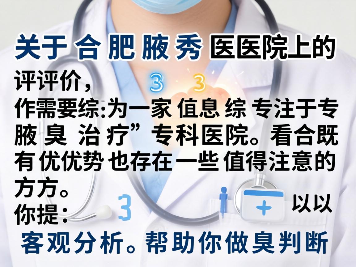 关于合肥腋秀医院的评价，需要综合多方面信息来看。作为一家专注于腋臭治疗的专科医院，它既有优势，也存在一些值得注意的方面。以下为你提供客观分析，帮助你做出判断