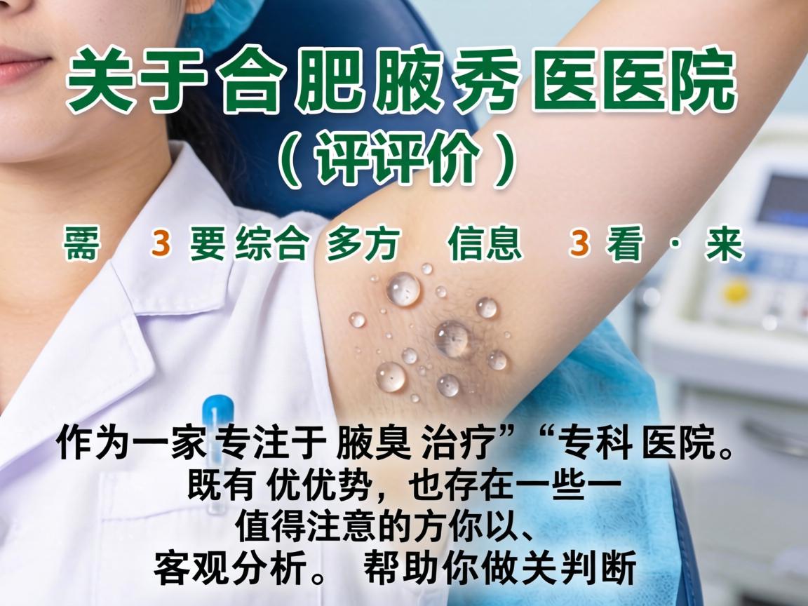 关于合肥腋秀医院的评价，需要综合多方面信息来看。作为一家专注于腋臭治疗的专科医院，它既有优势，也存在一些值得注意的方面。以下为你提供客观分析，帮助你做出判断