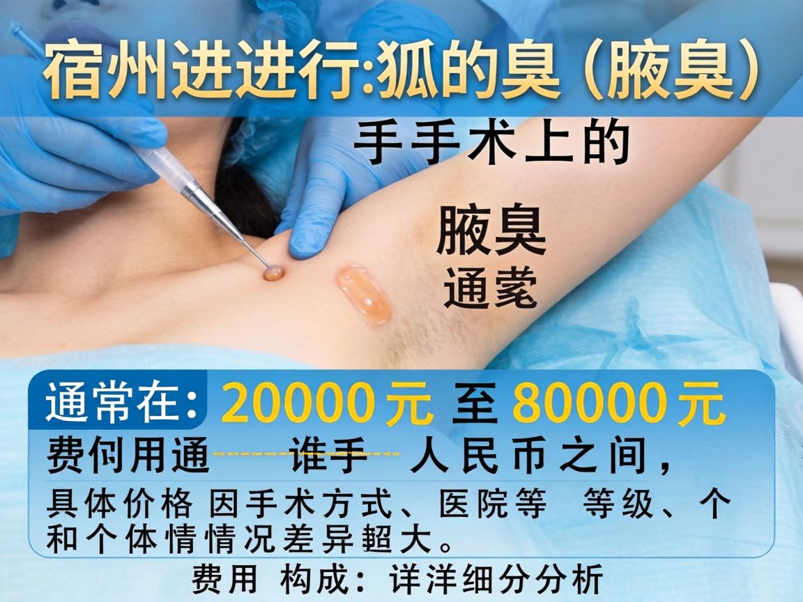 在宿州进行狐臭（腋臭）手术的费用通常在 2000元至8000元 人民币之间，具体价格因手术方式、医院等级和个体情况差异较大。以下是费用构成的详细分析