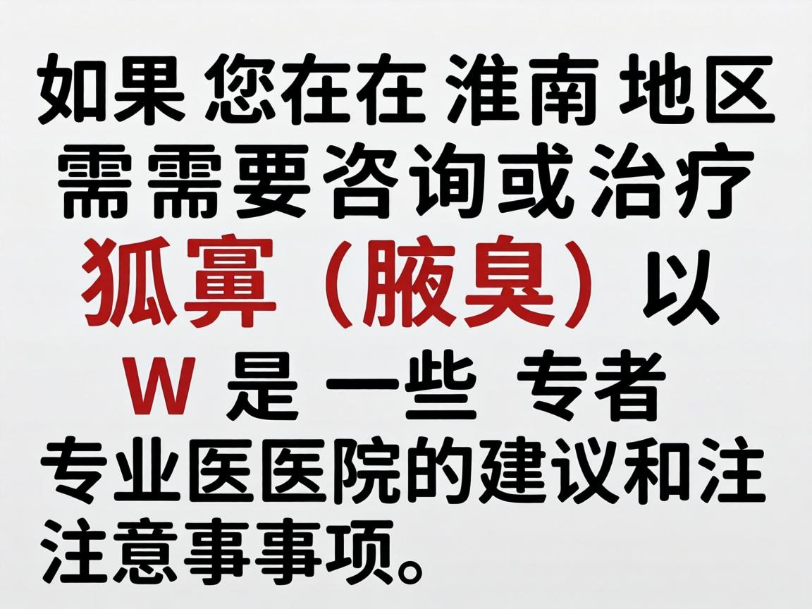 如果您在淮南地区需要咨询或治疗狐臭（腋臭）以下是一些专业医院的建议和注意事项