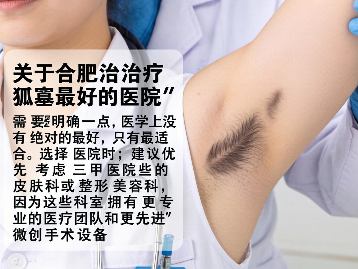 关于合肥治疗狐臭最好的医院，需要明确一点，医学上没有绝对的最好，只有最适合。选择医院时，建议优先考虑三甲医院的皮肤科或整形美容科，因为这些科室拥有更专业的医疗团队和更先进的微创手术设备