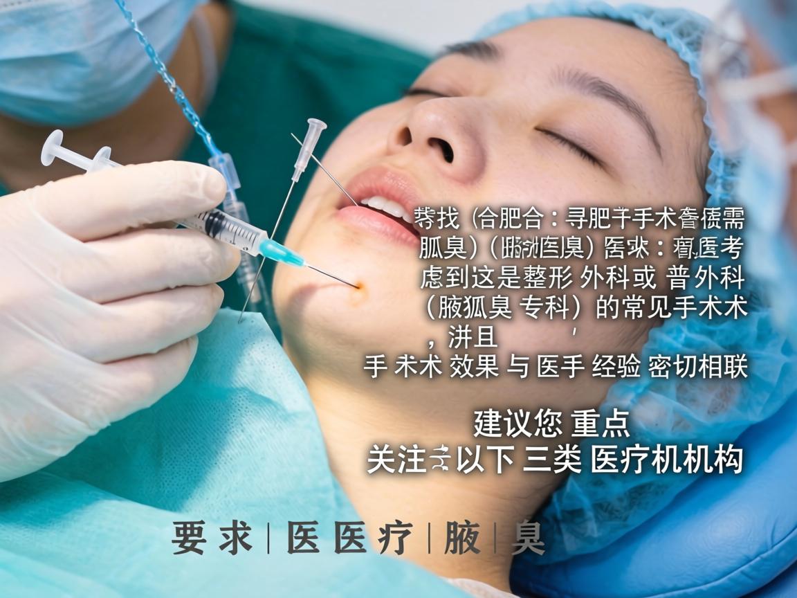 针对您在合肥寻找腋臭（狐臭）手术医院的需求，考虑到这是整形外科或普外科（腋臭专科）的常见手术，并且手术效果与医生经验密切相关，建议您重点关注以下三类医疗机构