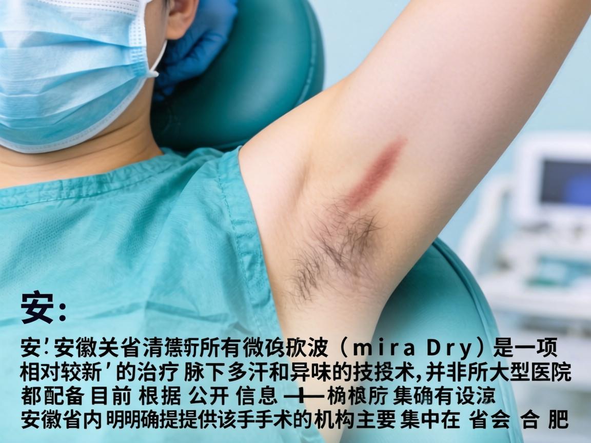 在安徽省，清新微波（miraDry）是一项相对较新的治疗腋下多汗和异味的技术，并非所有大型医院都有配备。目前根据公开信息，安徽省内明确提供该手术的机构主要集中在省会合肥