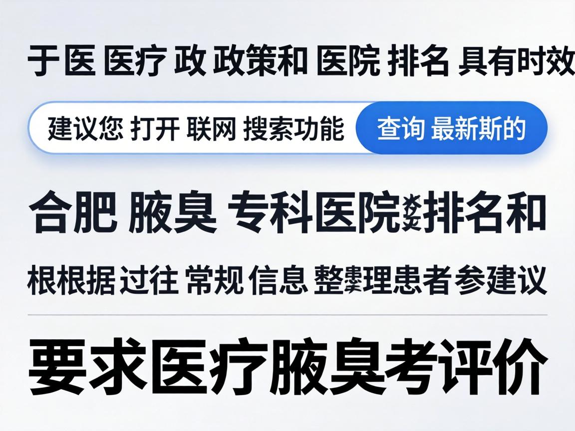 由于医疗政策和医院排名具有时效性，建议您打开联网搜索功能查询最新的合肥腋臭专科医院排名和患者评价。以下是根据过往常规信息整理的参考建议