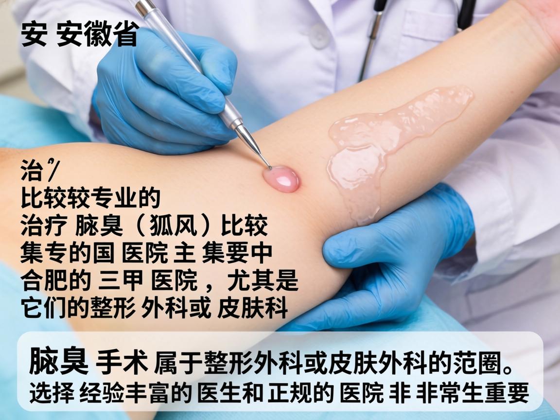 在安徽省，治疗腋臭（狐臭）比较专业的医院主要集中在合肥的三甲医院，尤其是它们的整形外科或皮肤科。腋臭手术属于整形外科或皮肤外科的范畴，选择经验丰富的医生和正规的医院非常重要