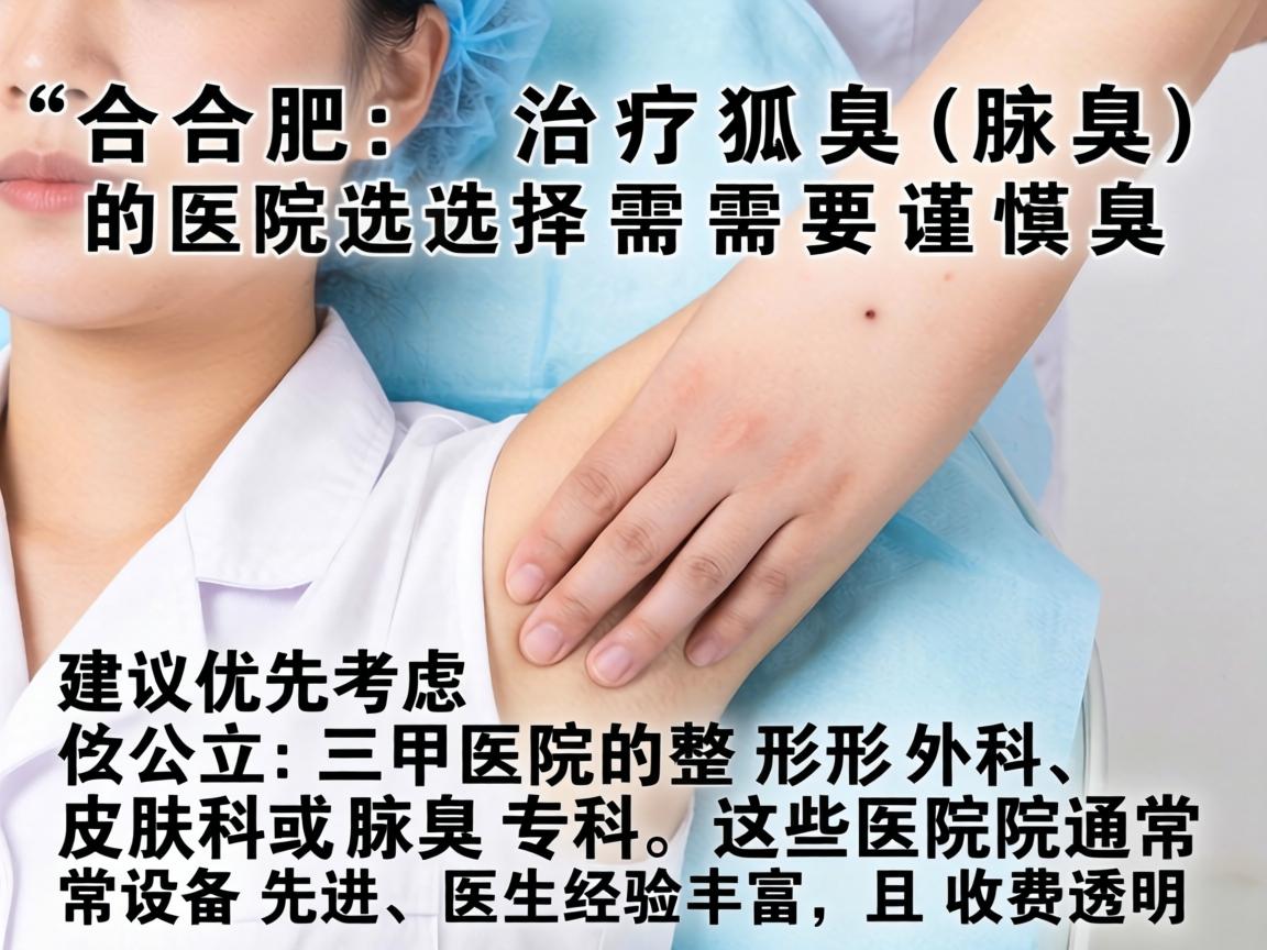合肥治疗狐臭（腋臭）的医院选择需要谨慎，建议优先考虑公立三甲医院的整形外科、皮肤科或腋臭专科。这些医院通常设备先进、医生经验丰富，且收费透明