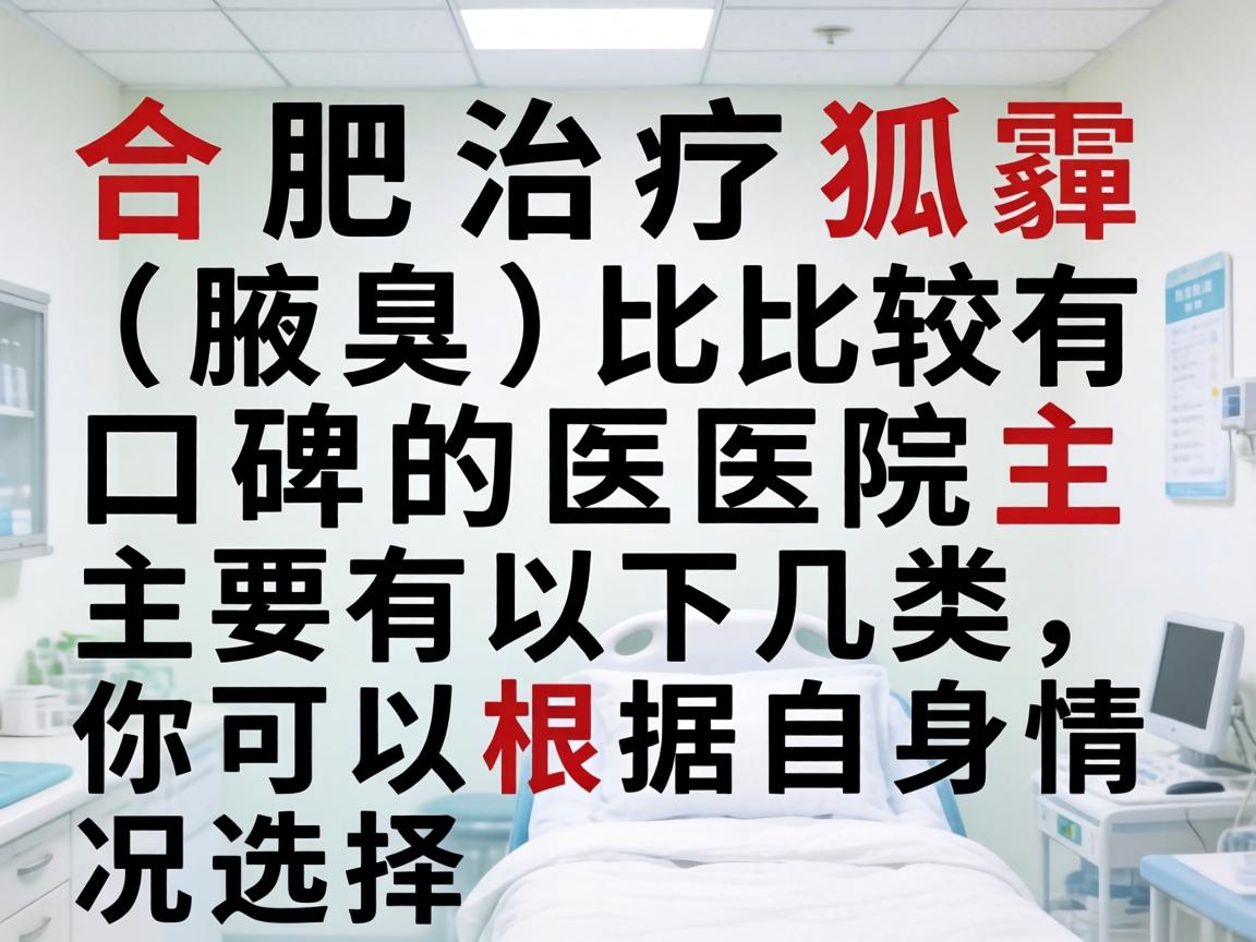 合肥治疗狐臭(腋臭)比较有口碑的医院主要有以下几类,你可以根据自身情况选择 合肥治疗狐臭(腋臭)比较有口碑的医院主要有以下几类,你可以根据自身情况选择