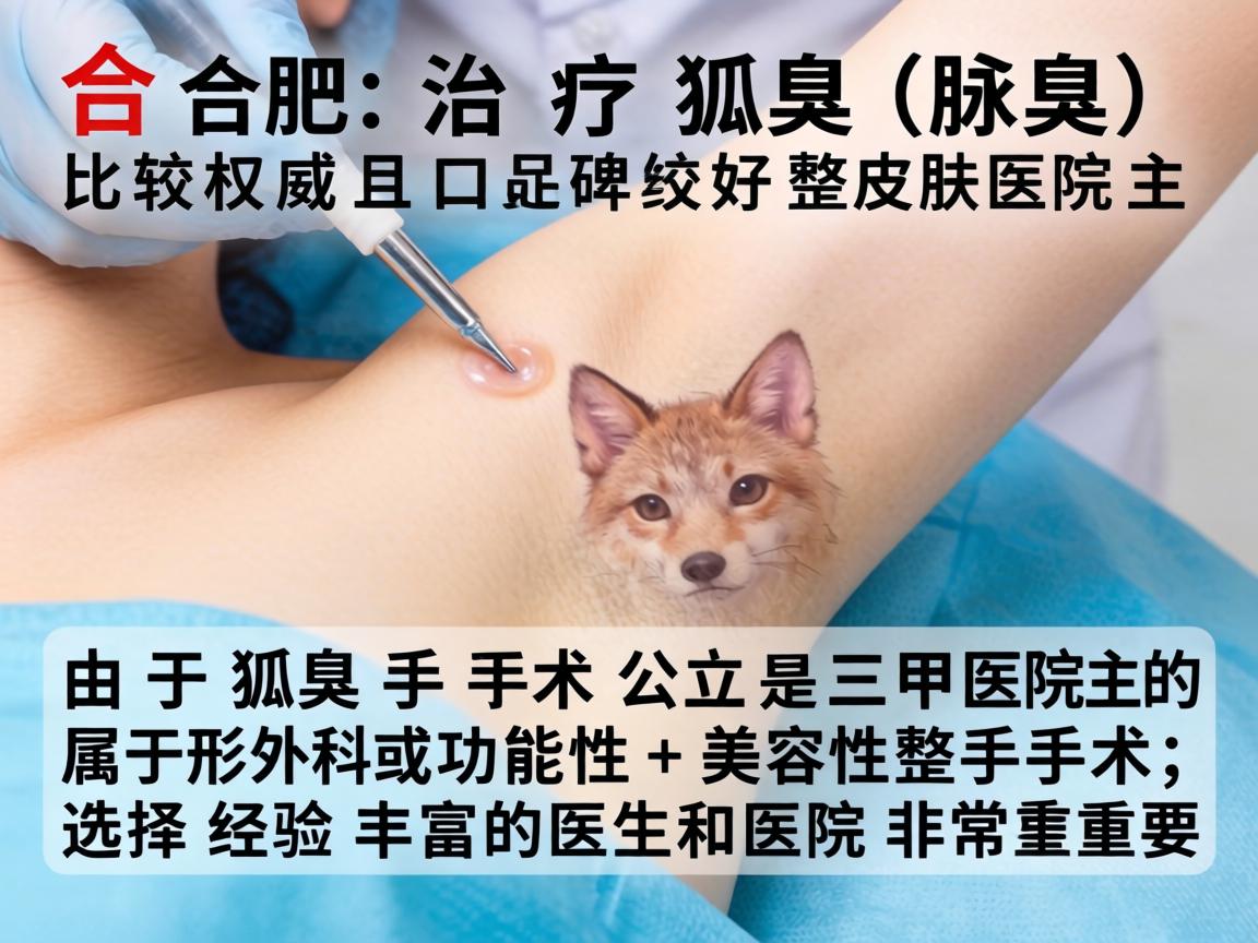 在合肥，治疗狐臭（腋臭）比较权威且口碑较好的医院主要是公立三甲医院的整形外科或皮肤科。由于狐臭手术属于功能性+美容性手术，选择经验丰富的医生和医院非常重要