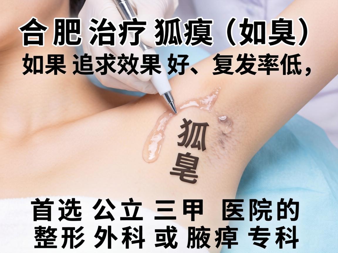 在合肥治疗狐臭（腋臭）如果追求效果好、复发率低，首选公立三甲医院的整形外科或腋臭专科