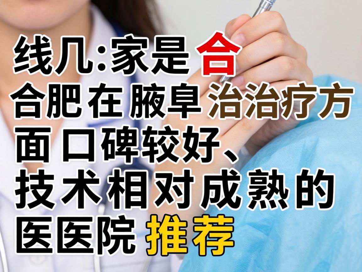 以下几家是合肥在腋臭治疗方面口碑较好、技术相对成熟的医院推荐