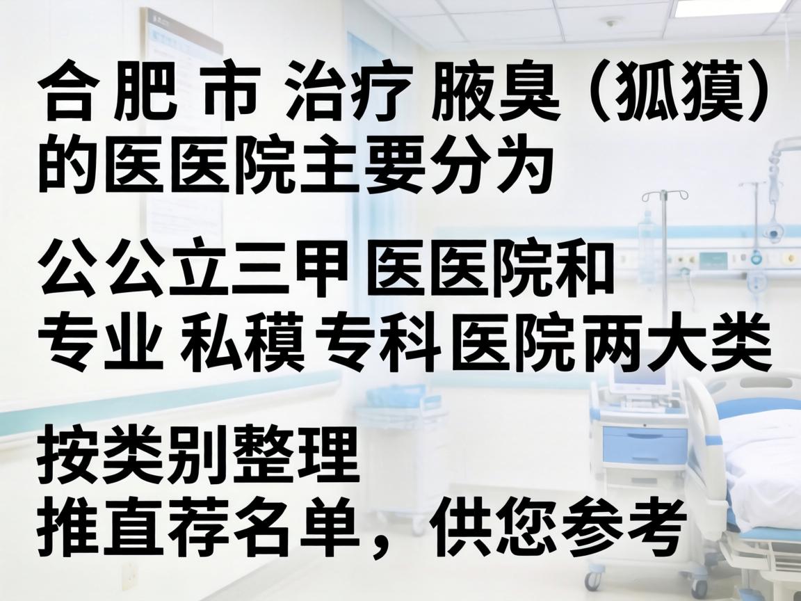 合肥市治疗腋臭（狐臭）的医院主要分为公立三甲医院和专业私立专科医院两大类。以下是按类别整理的推荐名单，供您参考