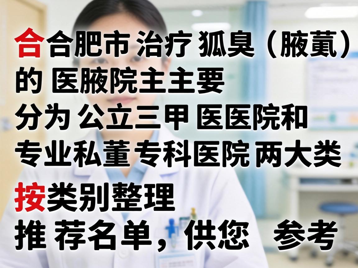 合肥市治疗腋臭（狐臭）的医院主要分为公立三甲医院和专业私立专科医院两大类。以下是按类别整理的推荐名单，供您参考
