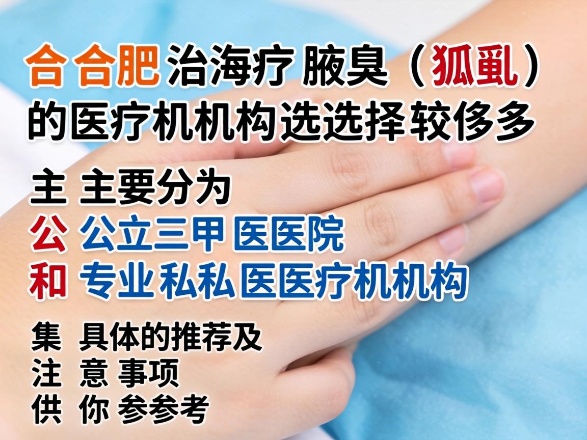 在合肥，治疗腋臭（狐臭）的医疗机构选择较多，主要分为公立三甲医院和专业私立医疗机构。以下是具体的推荐及注意事项，供你参考