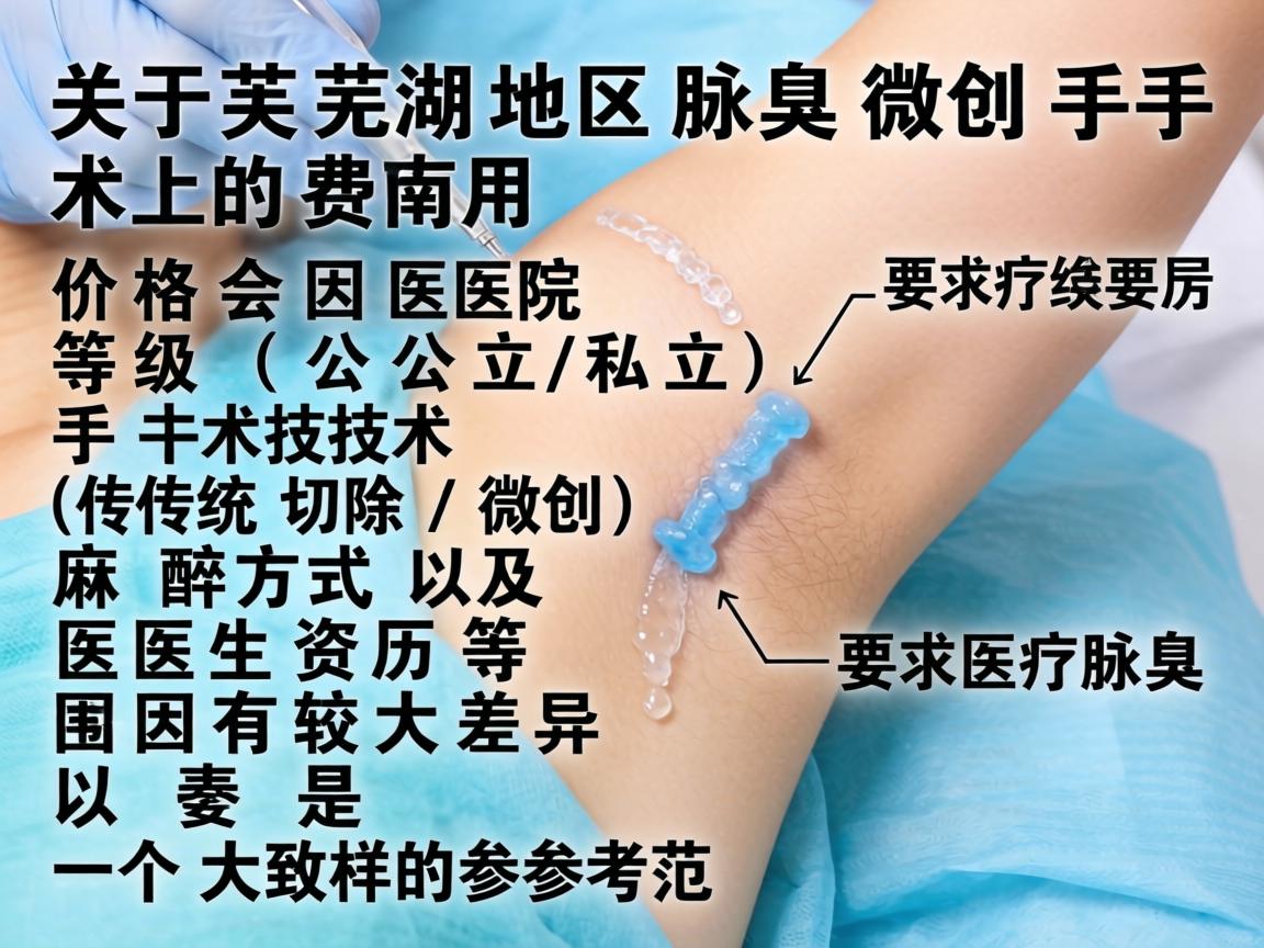 关于芜湖地区腋臭微创手术的费用,价格会因医院等级(公立/私立)手术技术(传统切除/微创)麻醉方式以及医生资历等因素有较大差异。以下是一个大致的参考范围 关于芜湖地区腋臭微创手术的费用,价格会因医院等级(公立/私立)手术技术(传统切除/微创)麻醉方式以及医生资历等因素有较大差异。以下是一个大致的参考范围