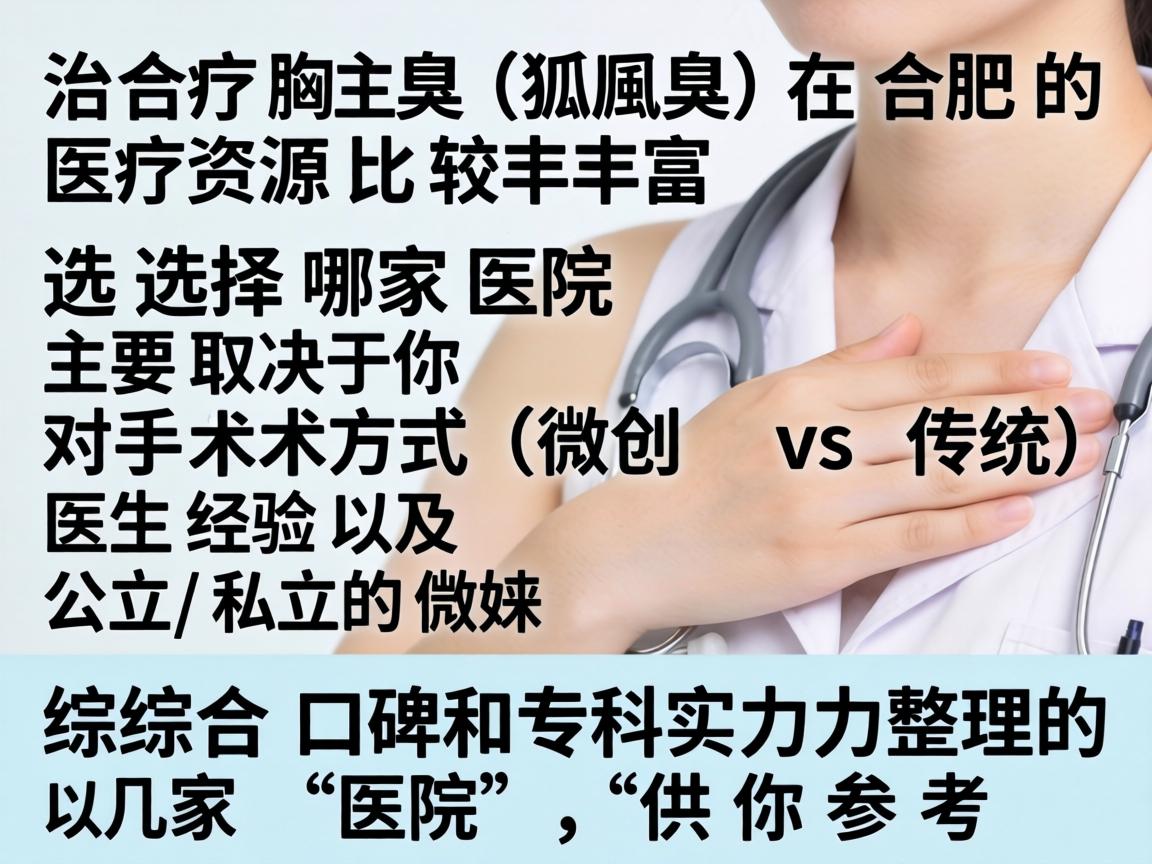 治疗腋臭（狐臭）在合肥的医疗资源比较丰富，选择哪家医院主要取决于你对手术方式（微创 vs 传统）医生经验以及公立/私立的偏好。以下是综合口碑和专科实力整理的几家医院，供你参考