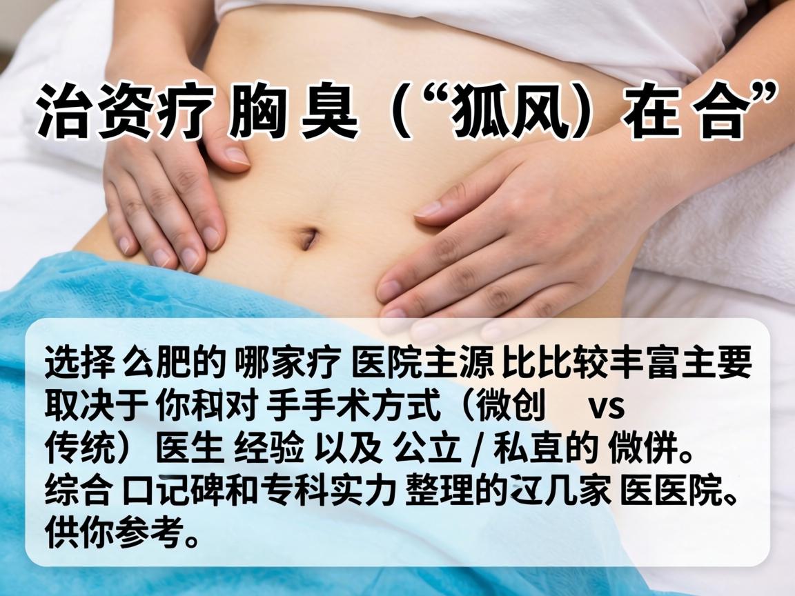 治疗腋臭（狐臭）在合肥的医疗资源比较丰富，选择哪家医院主要取决于你对手术方式（微创 vs 传统）医生经验以及公立/私立的偏好。以下是综合口碑和专科实力整理的几家医院，供你参考