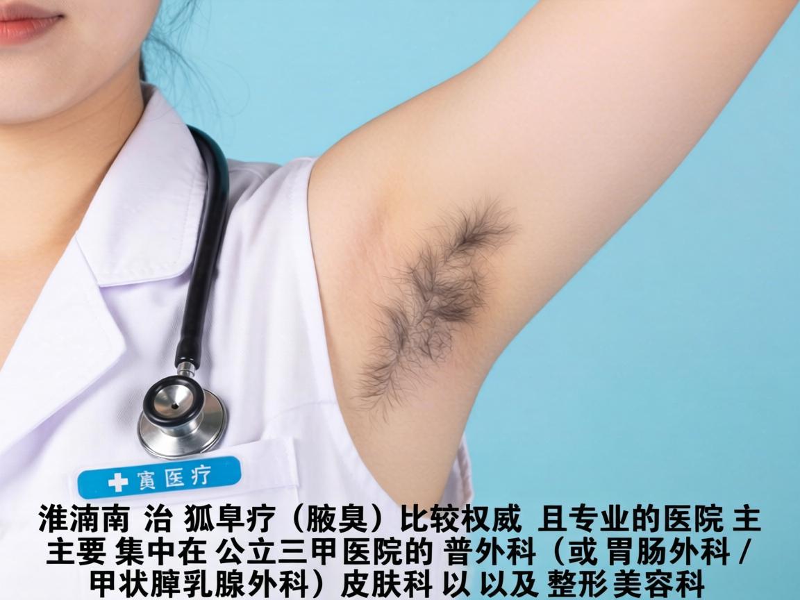 在淮南，治疗狐臭（腋臭）比较权威且专业的医院主要集中在公立三甲医院的普外科（或胃肠外科/甲状腺乳腺外科）皮肤科以及整形美容科