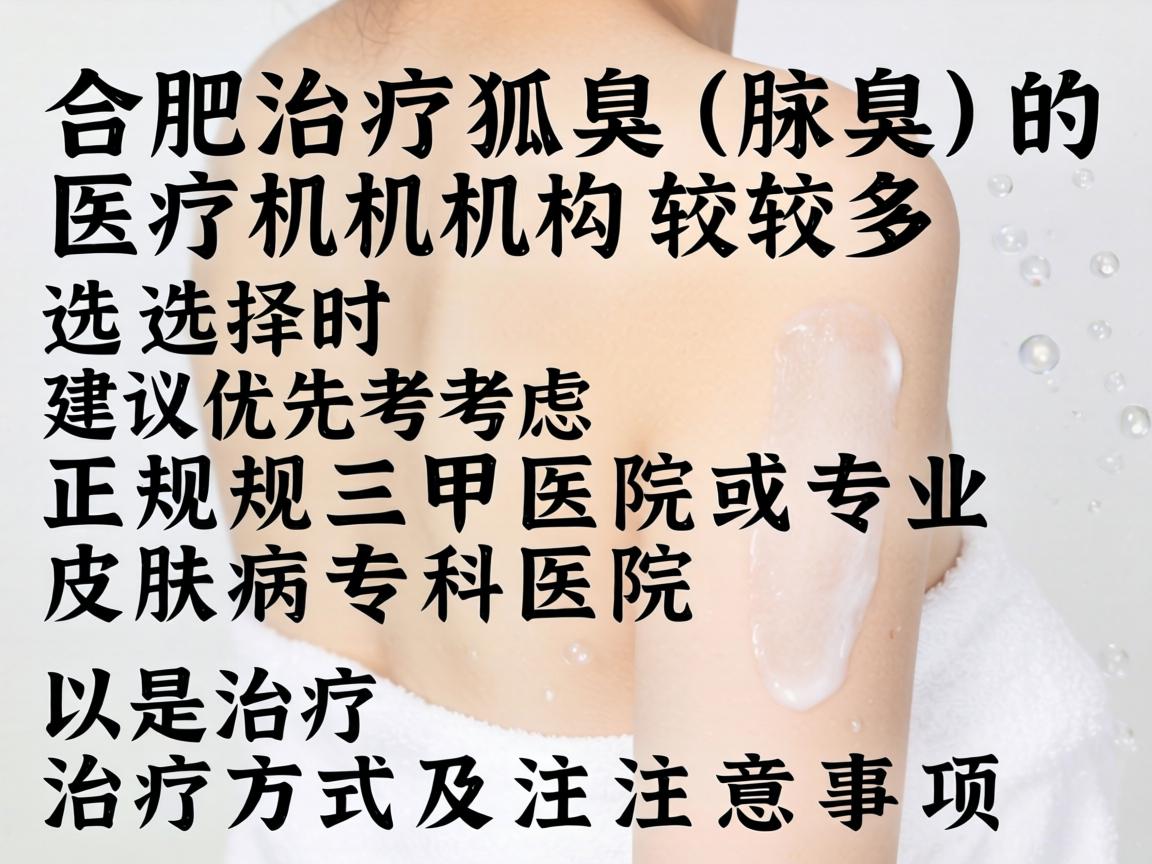 合肥治疗狐臭（腋臭）的医疗机构较多，选择时建议优先考虑正规三甲医院或专业皮肤病专科医院。以下是治疗方式及注意事项