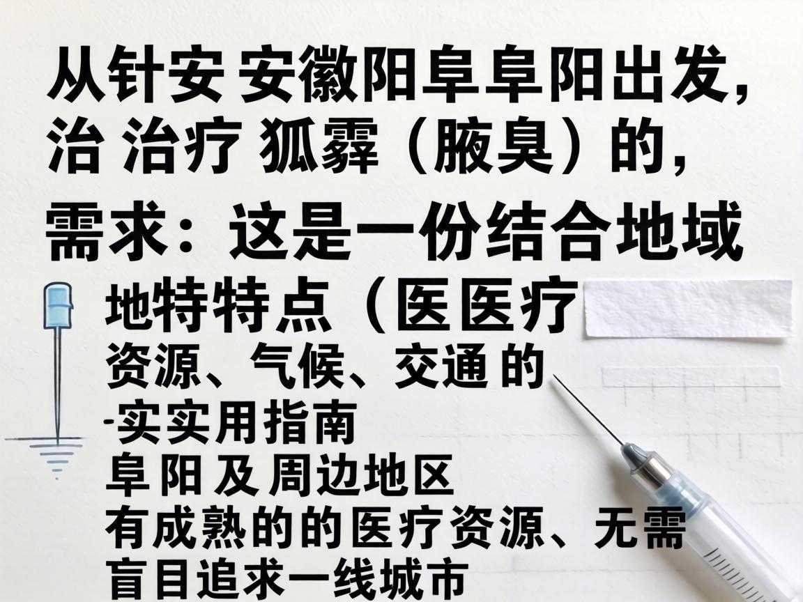 针对从安徽阜阳出发治疗狐臭(腋臭)的需求,这是一份结合地域特点(医疗资源、气候、交通)的实用指南。阜阳及周边地区有成熟的医疗资源,无需盲目追求一线城市 针对从安徽阜阳出发治疗狐臭(腋臭)的需求,这是一份结合地域特点(医疗资源、气候、交通)的实用指南。阜阳及周边地区有成熟的医疗资源,无需盲目追求一线城市