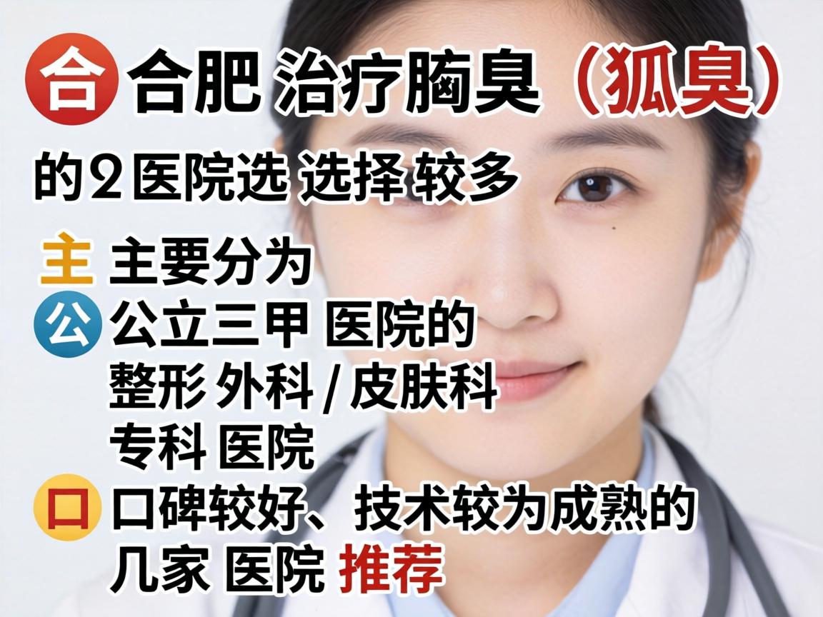 在合肥，治疗腋臭（狐臭）的医院选择较多，主要分为公立三甲医院的整形外科/皮肤科和专科医院。以下是口碑较好、技术较为成熟的几家医院推荐