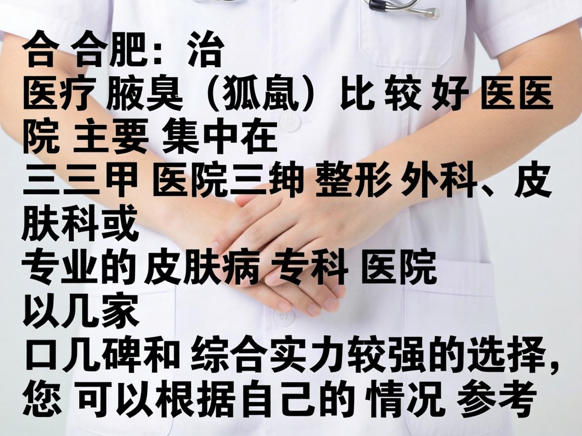 在合肥，治疗腋臭（狐臭）比较好的医院主要集中在三甲医院的整形外科、皮肤科或专业的皮肤病专科医院。以下是几家口碑和综合实力较强的选择，您可以根据自己的情况参考