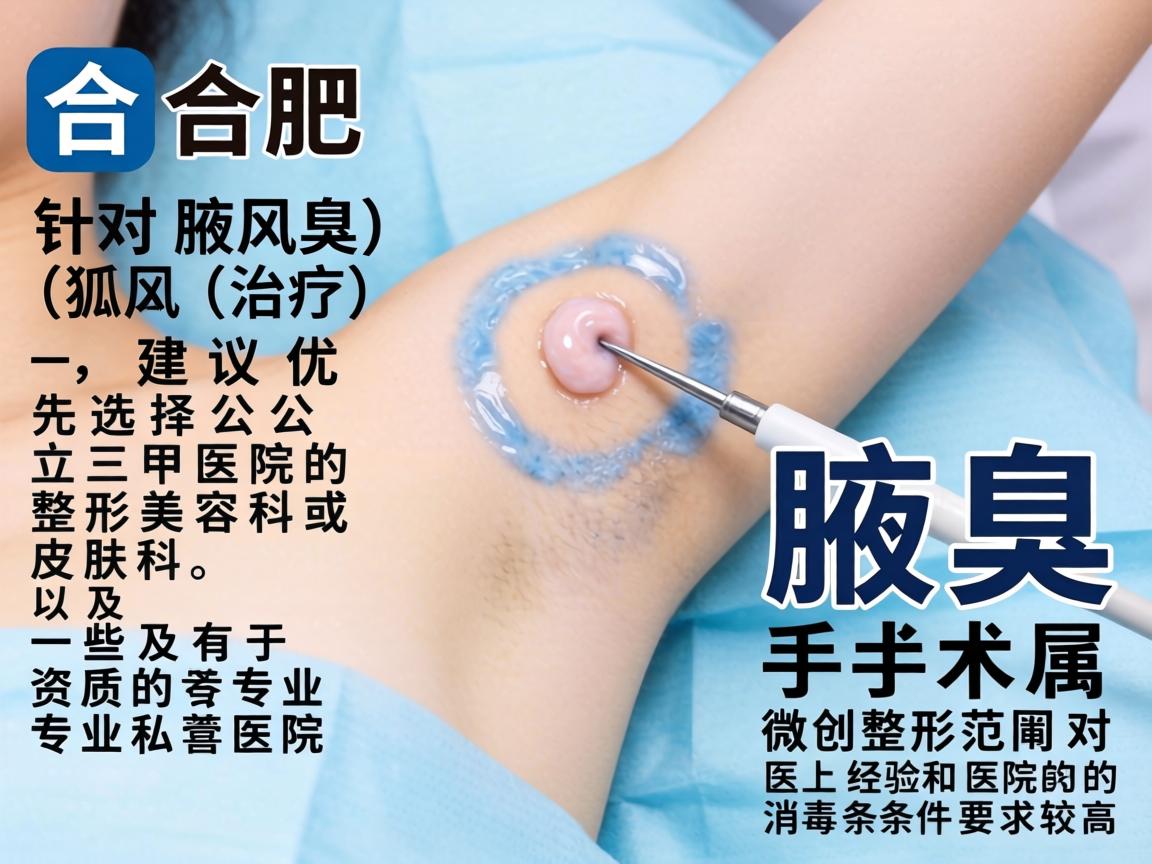 在合肥，针对腋臭（狐臭）的治疗，建议优先选择公立三甲医院的整形美容科或皮肤科，以及一些有资质的专业私立医院。腋臭手术属于微创整形范畴，对医生的经验和医院的消毒条件要求较高