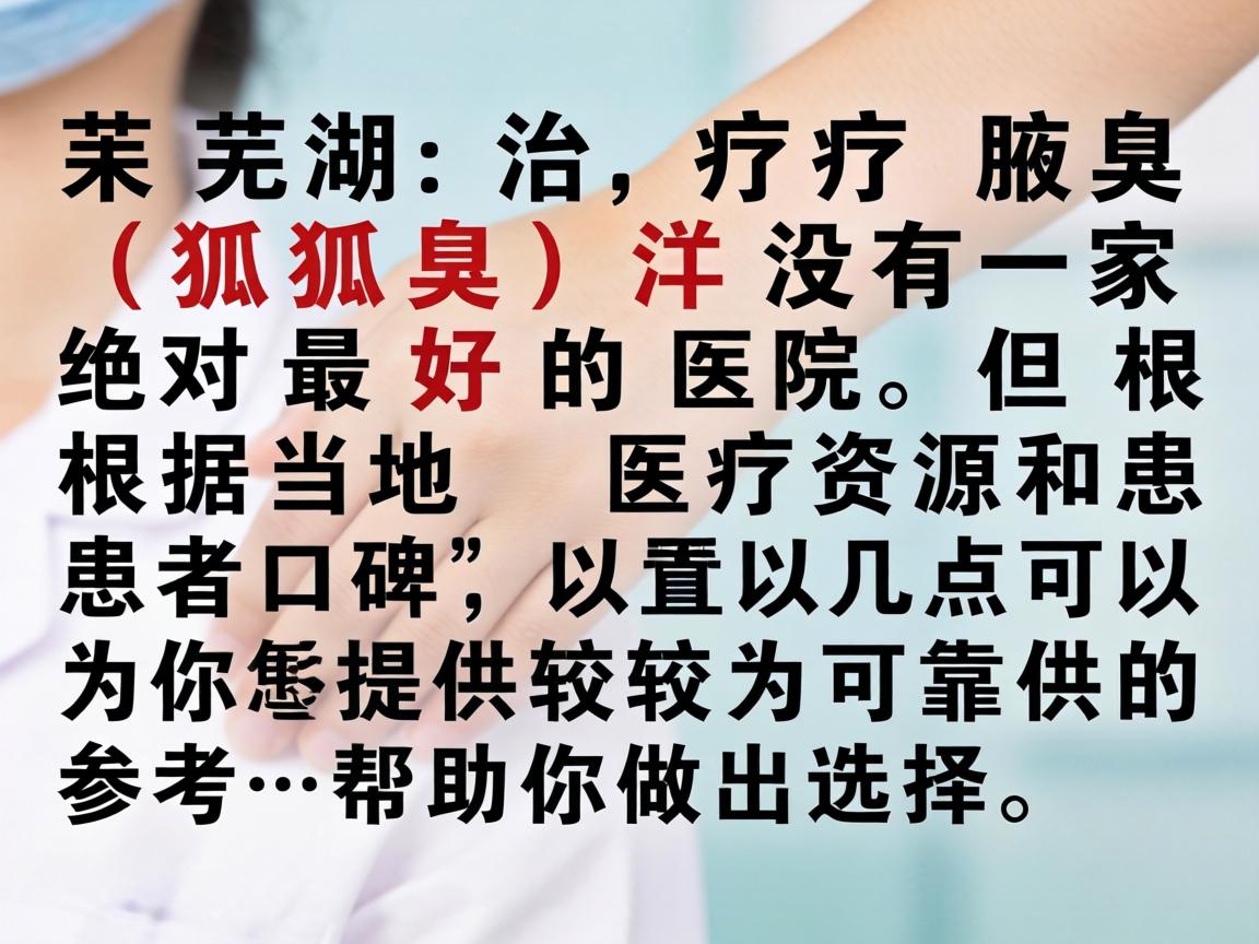 在芜湖，治疗腋臭（狐臭）并没有一家绝对最好的医院，但根据当地医疗资源和患者口碑，以下几点可以为你提供较为可靠的参考，帮助你做出选择