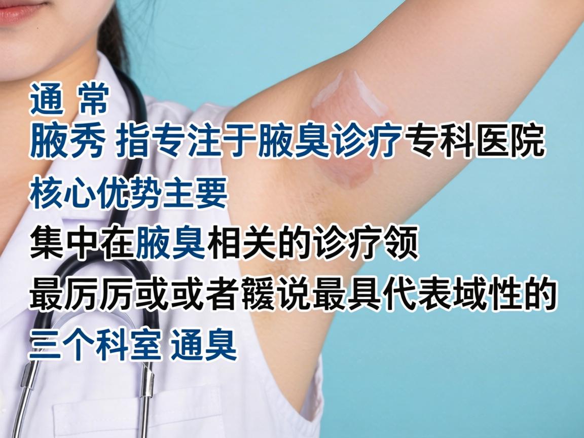 腋秀医院（通常指专注于腋臭诊疗的专科医院）的核心优势主要集中在腋臭相关的诊疗领域。最厉害或者说最具代表性的三个科室通常是