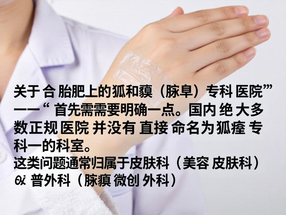 关于合肥的狐臭（腋臭）专科医院，首先需要明确一点，国内绝大多数正规医院并没有直接命名为狐臭专科的科室。这类问题通常归属于皮肤科（美容皮肤科）或普外科（腋臭微创外科）