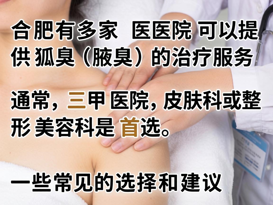合肥有多家医院可以提供狐臭（腋臭）的治疗服务。通常，三甲医院的皮肤科或整形美容科是首选。以下是一些常见的选择和建议