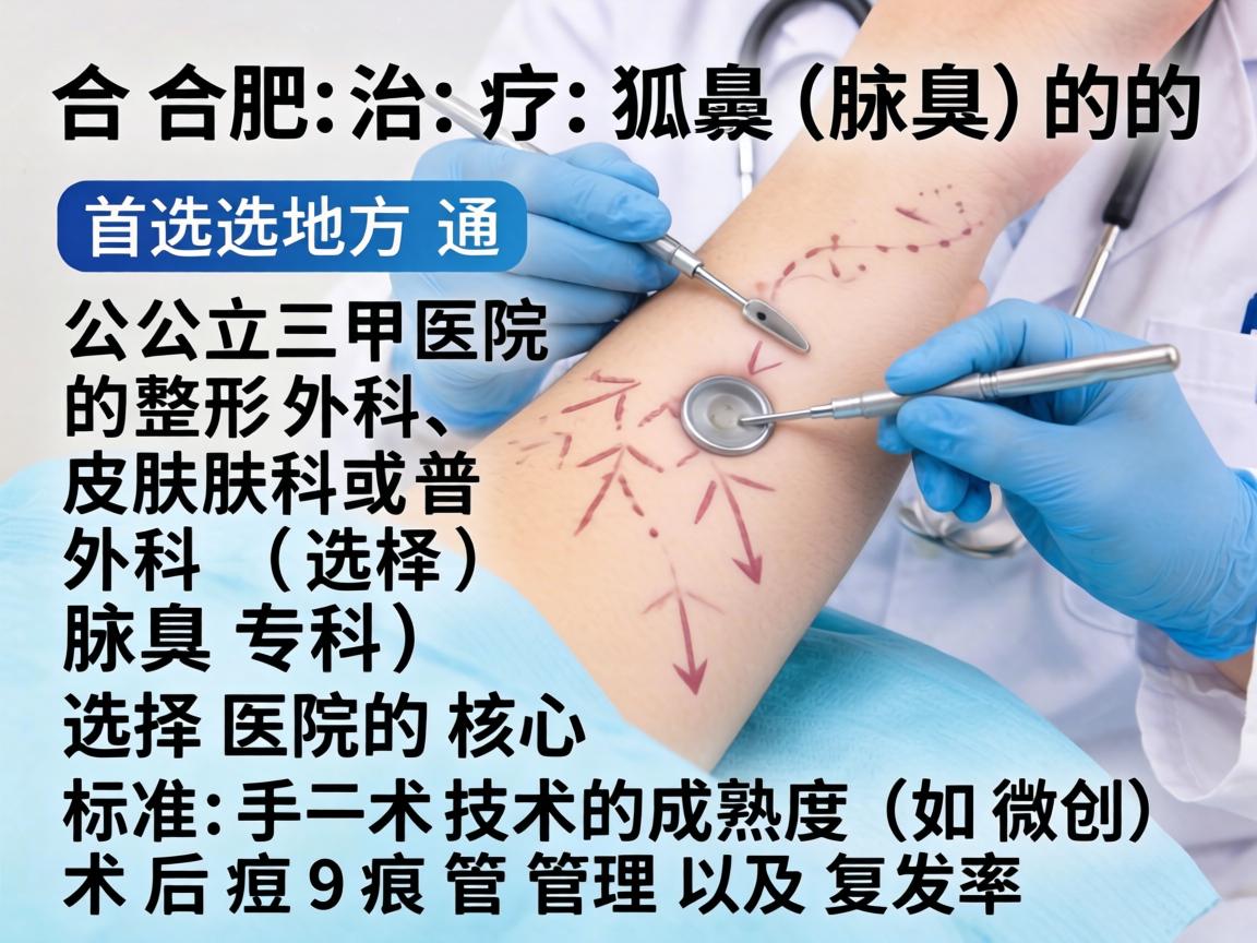 在合肥，治疗狐臭（腋臭）的首选地方通常是公立三甲医院的整形外科、皮肤科或普外科（腋臭专科）选择医院的核心标准是手术技术的成熟度（如微创）术后疤痕管理以及复发率