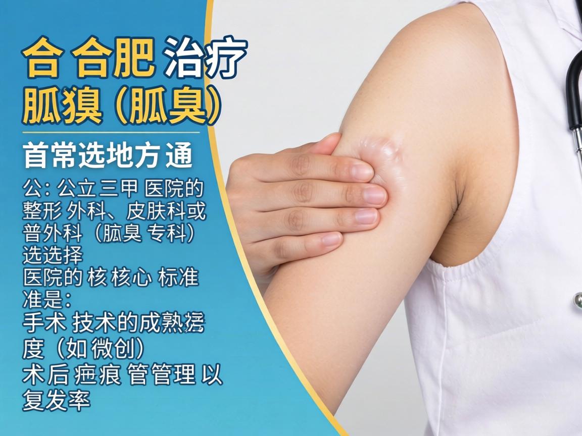 在合肥，治疗狐臭（腋臭）的首选地方通常是公立三甲医院的整形外科、皮肤科或普外科（腋臭专科）选择医院的核心标准是手术技术的成熟度（如微创）术后疤痕管理以及复发率