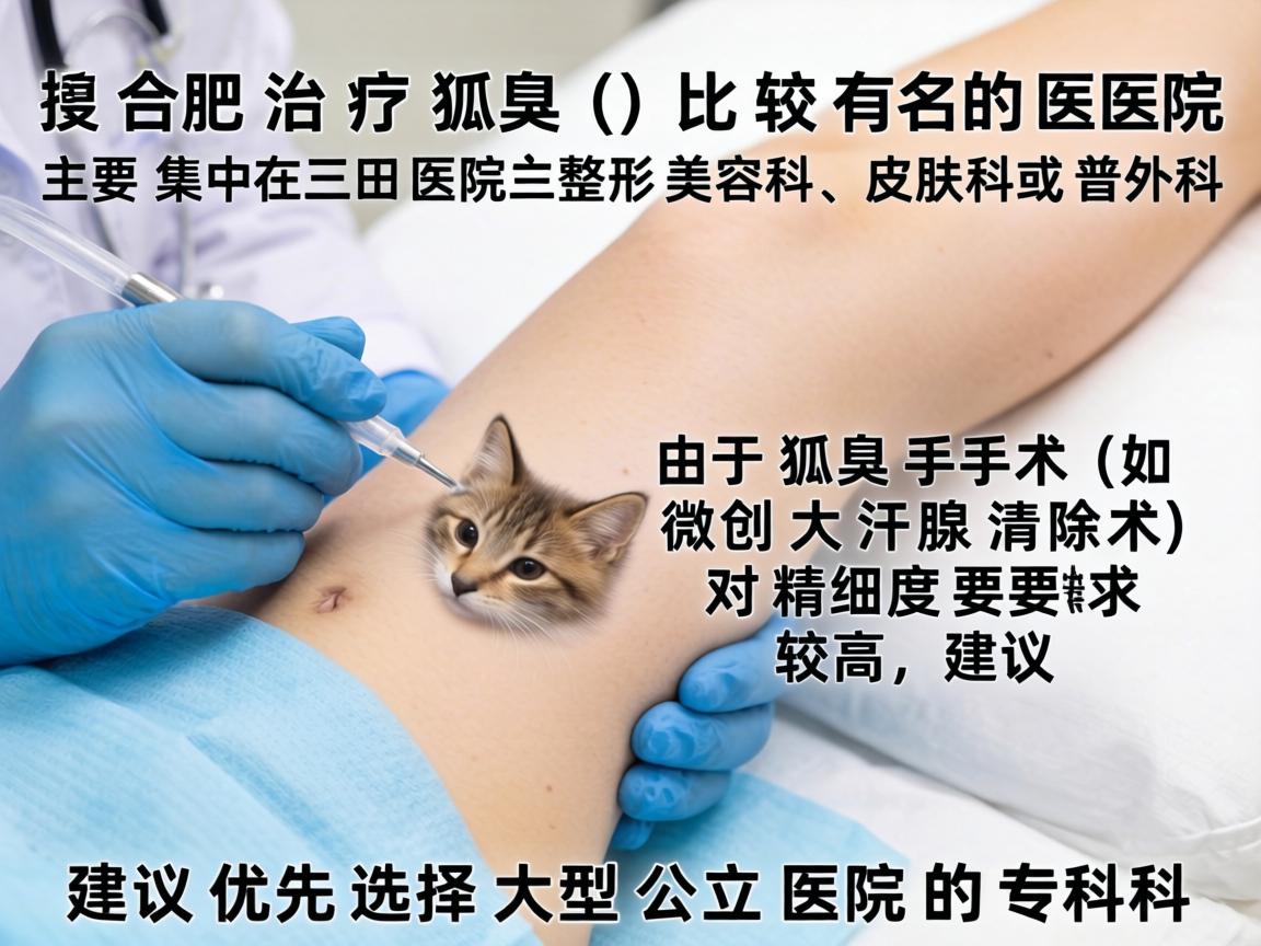 合肥治疗狐臭（腋臭）比较有名的医院主要集中在三甲医院的整形美容科、皮肤科或普外科。由于狐臭手术（如微创大汗腺清除术）对精细度要求较高，建议优先选择大型公立医院的专科