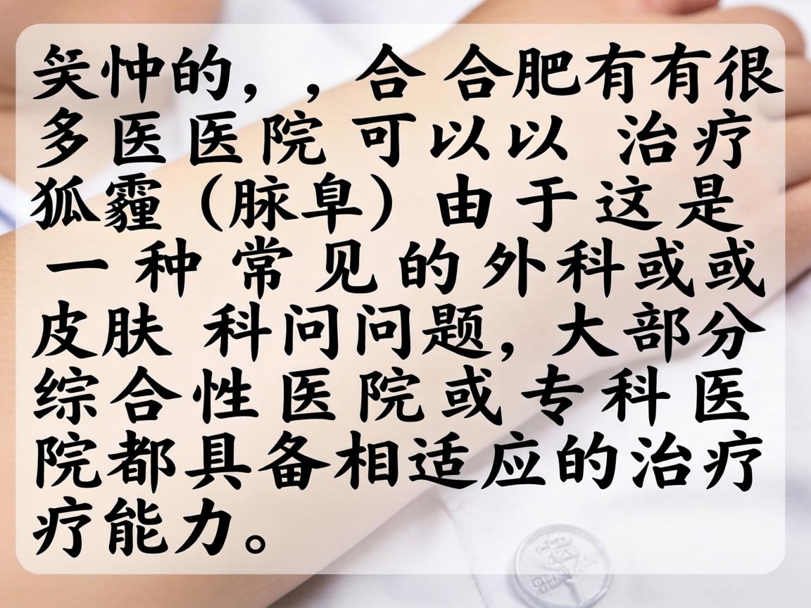 是的，合肥有很多医院可以治疗狐臭（腋臭）由于这是一种常见的外科或皮肤科问题，大部分综合性医院或专科医院都具备相应的治疗能力