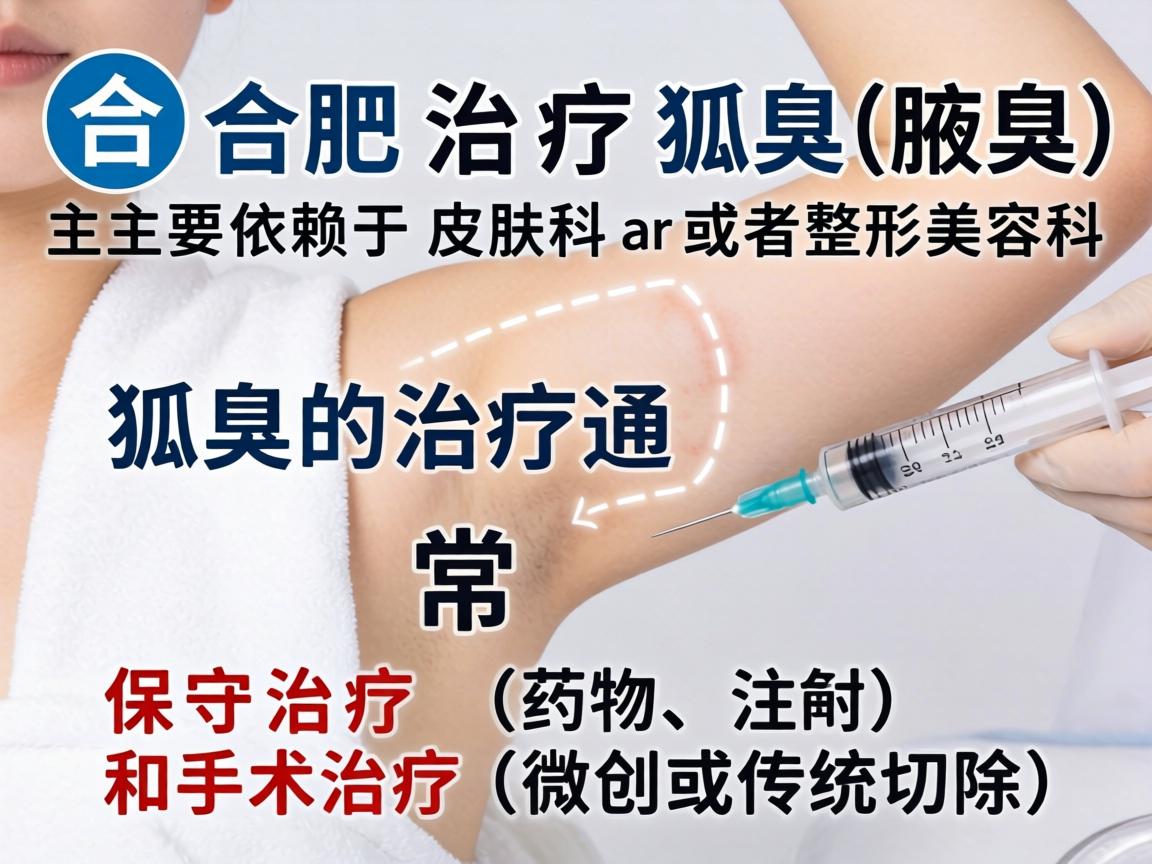 在合肥，治疗狐臭（腋臭）主要依赖于皮肤科或者整形美容科。狐臭的治疗通常分为保守治疗（药物、注射）和手术治疗（微创或传统切除）