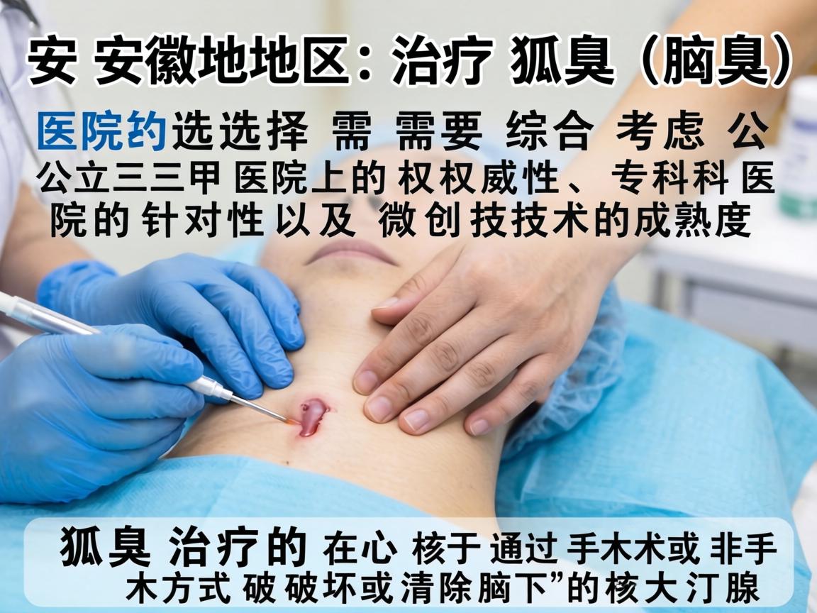 在安徽地区，治疗狐臭（腋臭）的医院选择需要综合考虑公立三甲医院的权威性、专科医院的针对性以及微创技术的成熟度。狐臭治疗的核心在于通过手术或非手术方式破坏或清除腋下的大汗腺