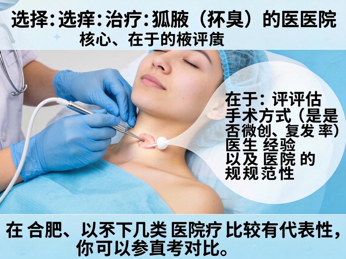 选择治疗狐臭（腋臭）的医院，核心在于评估手术方式（是否微创、复发率）医生经验以及医院的规范性。在合肥，以下几类医院比较有代表性，你可以参考对比