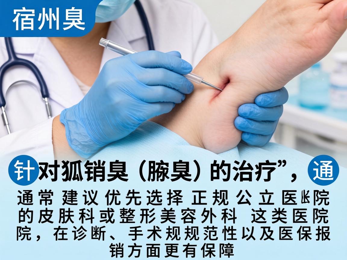 在宿州，针对狐臭（腋臭）的治疗，通常建议优先选择正规公立医院的皮肤科或整形美容外科。这类医院在诊断、手术规范性以及医保报销方面更有保障