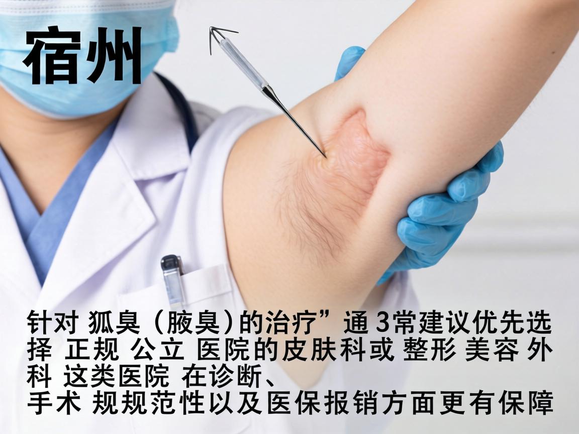 在宿州，针对狐臭（腋臭）的治疗，通常建议优先选择正规公立医院的皮肤科或整形美容外科。这类医院在诊断、手术规范性以及医保报销方面更有保障
