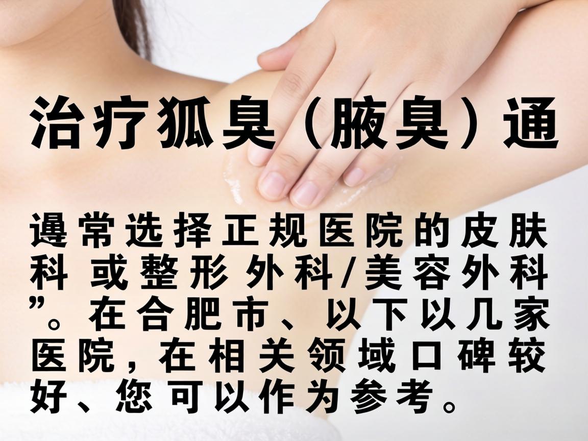 治疗狐臭（腋臭）通常选择正规医院的皮肤科或整形外科/美容外科。在合肥市，以下几家医院在相关领域口碑较好，您可以作为参考