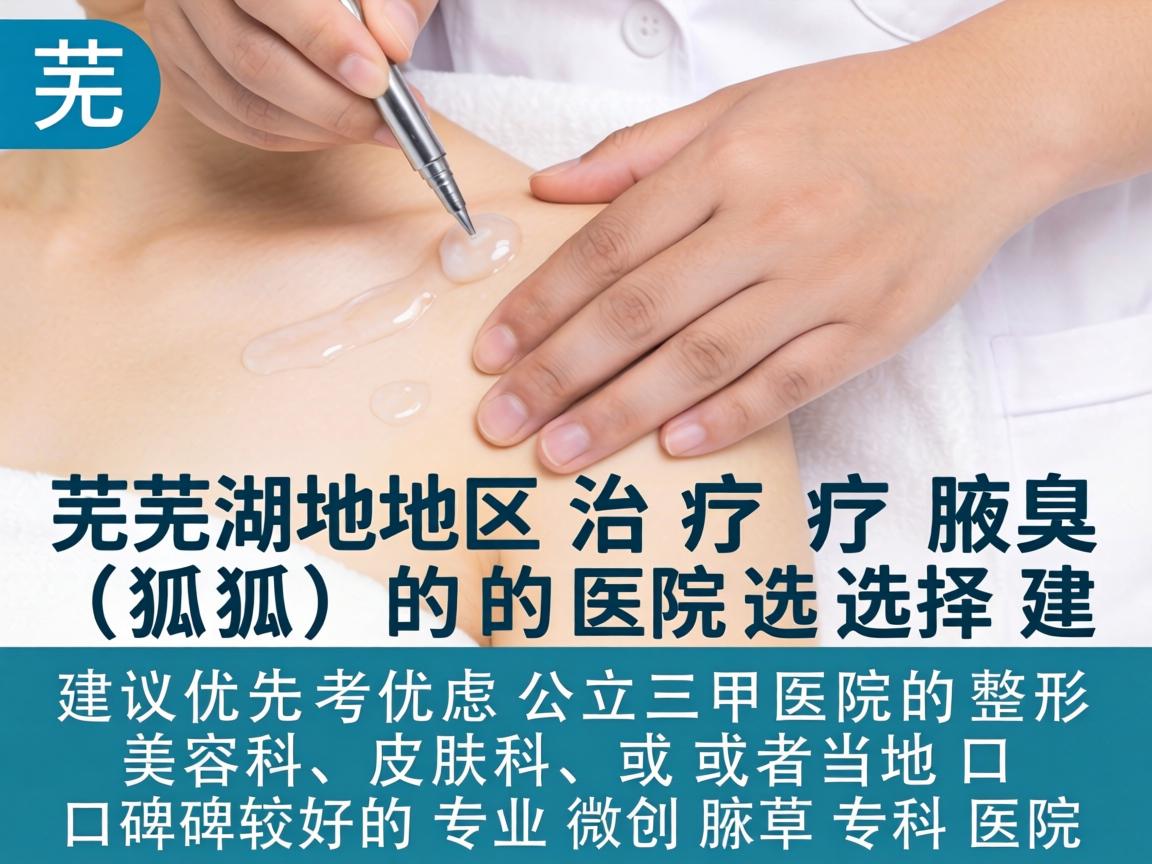 芜湖地区治疗腋臭（狐臭）的医院选择，建议优先考虑公立三甲医院的整形美容科、皮肤科，或者当地口碑较好的专业微创腋臭专科医院