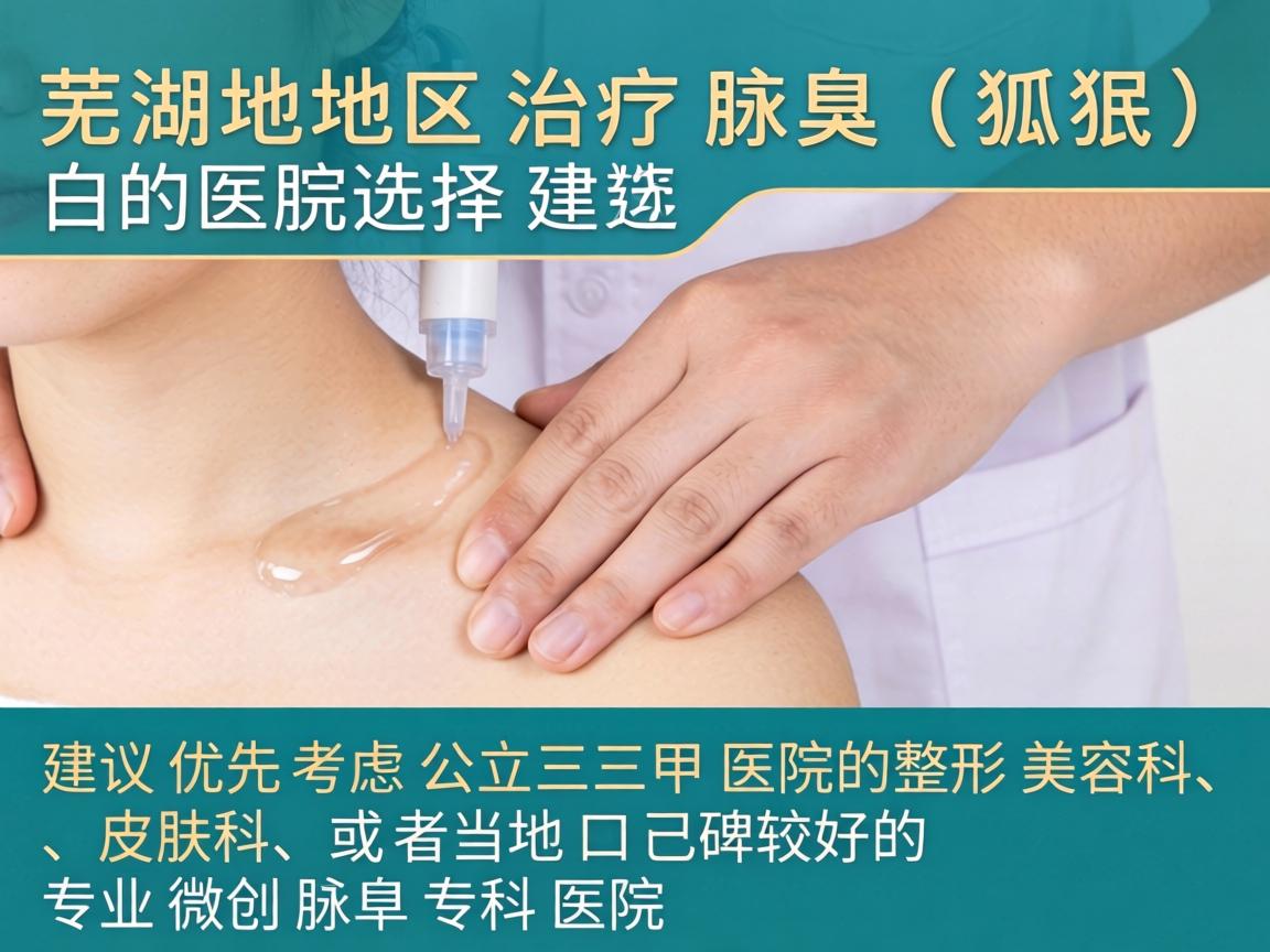 芜湖地区治疗腋臭（狐臭）的医院选择，建议优先考虑公立三甲医院的整形美容科、皮肤科，或者当地口碑较好的专业微创腋臭专科医院