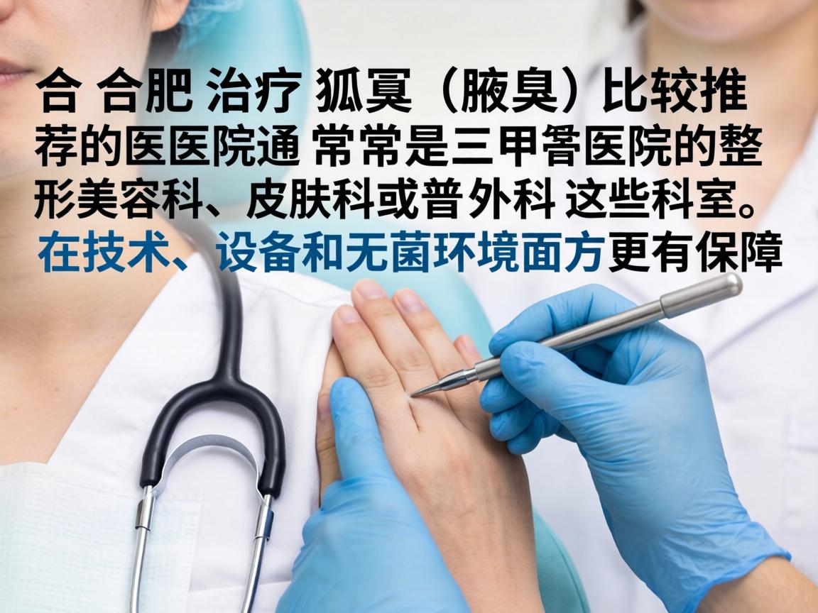 在合肥，治疗狐臭（腋臭）比较推荐的医院通常是三甲医院的整形美容科、皮肤科或普外科。这些科室在技术、设备和无菌环境方面更有保障