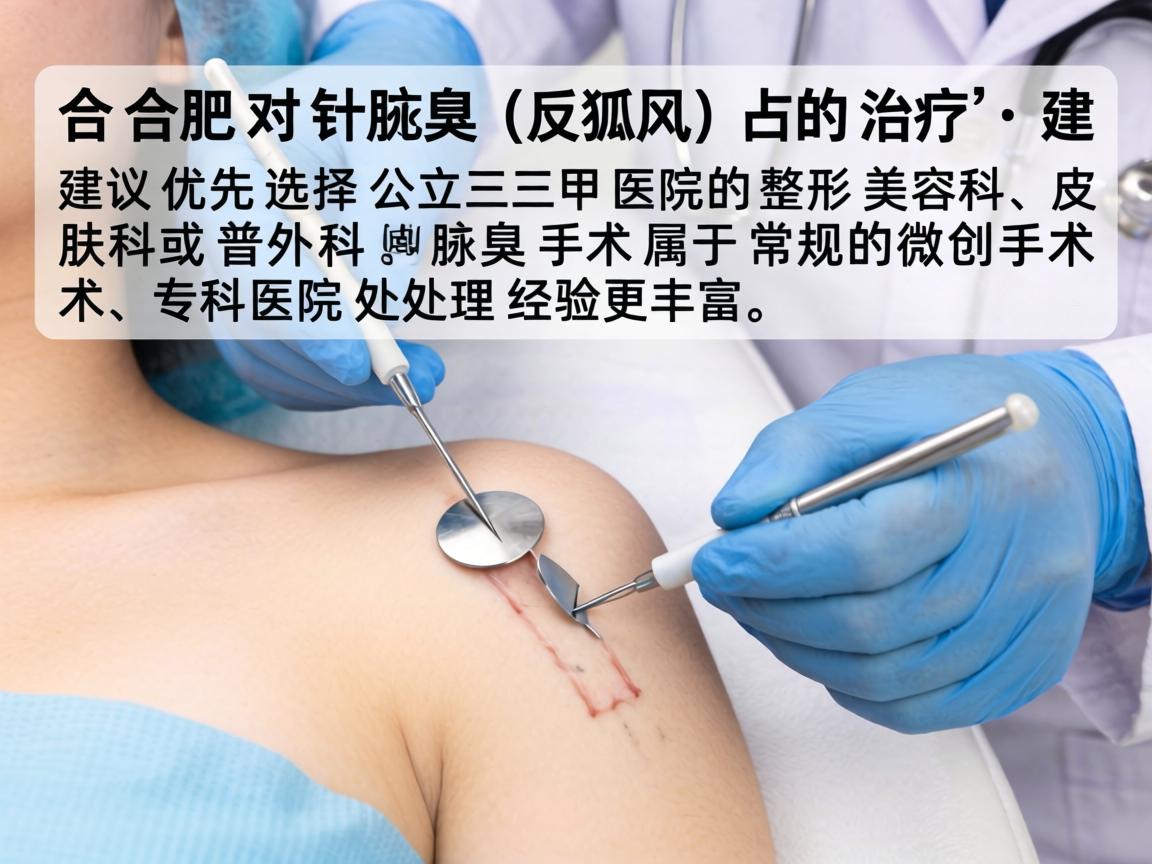 在合肥，针对腋臭（狐臭）的治疗，建议优先选择公立三甲医院的整形美容科、皮肤科或普外科。腋臭手术属于常规的微创手术，专科医院处理经验更丰富
