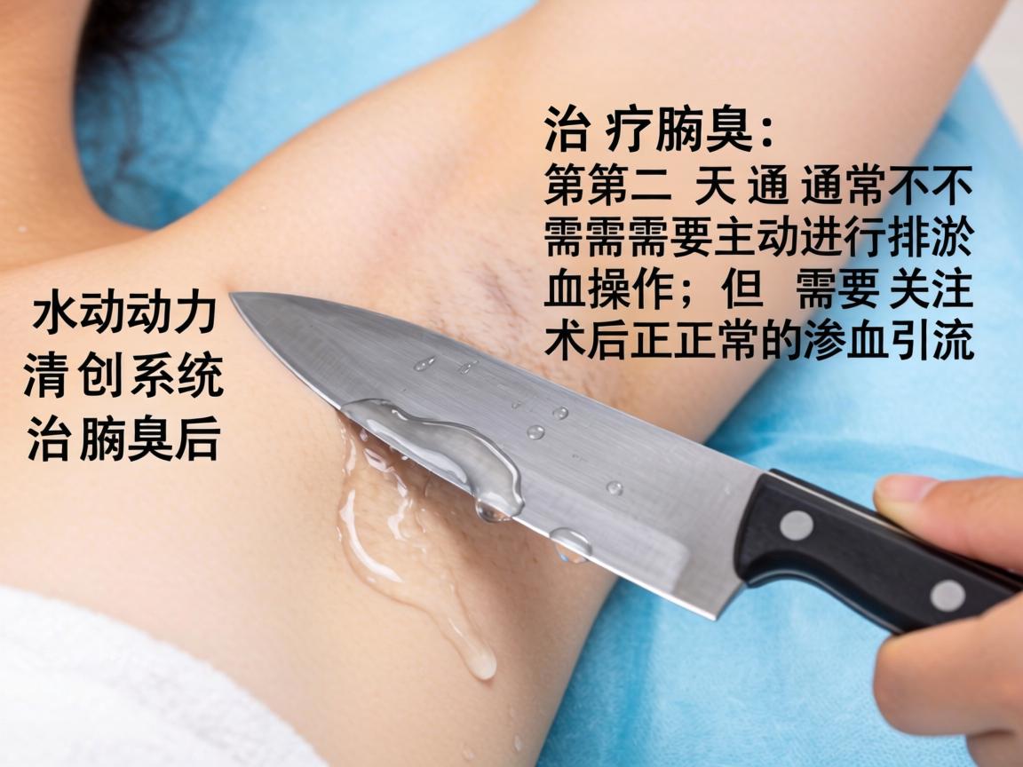 水刀(水动力清创系统)治疗腋臭后,第二天通常不需要主动进行排淤血操作,但需要关注术后正常的渗血引流 水刀(水动力清创系统)治疗腋臭后,第二天通常不需要主动进行排淤血操作,但需要关注术后正常的渗血引流