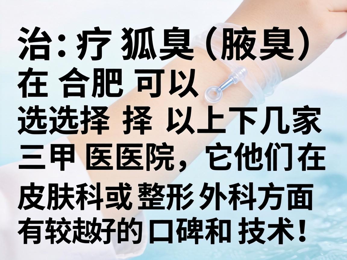治疗狐臭（腋臭）在合肥可以选择以下几家三甲医院，它们在皮肤科或整形外科方面有较好的口碑和技术