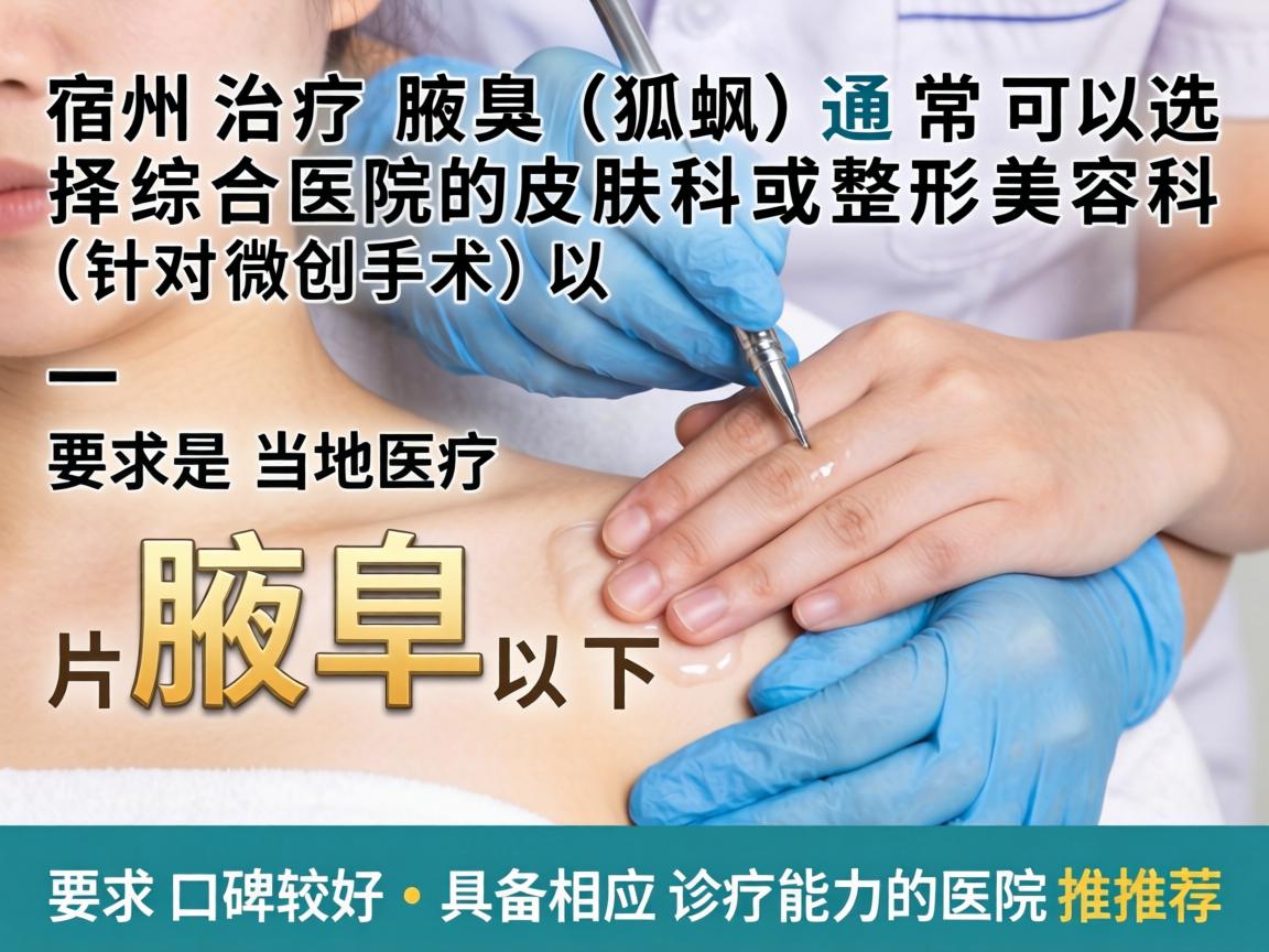 在宿州，治疗腋臭（狐臭）通常可以选择综合医院的皮肤科或整形美容科（针对微创手术）以下是一些当地口碑较好、具备相应诊疗能力的医院推荐